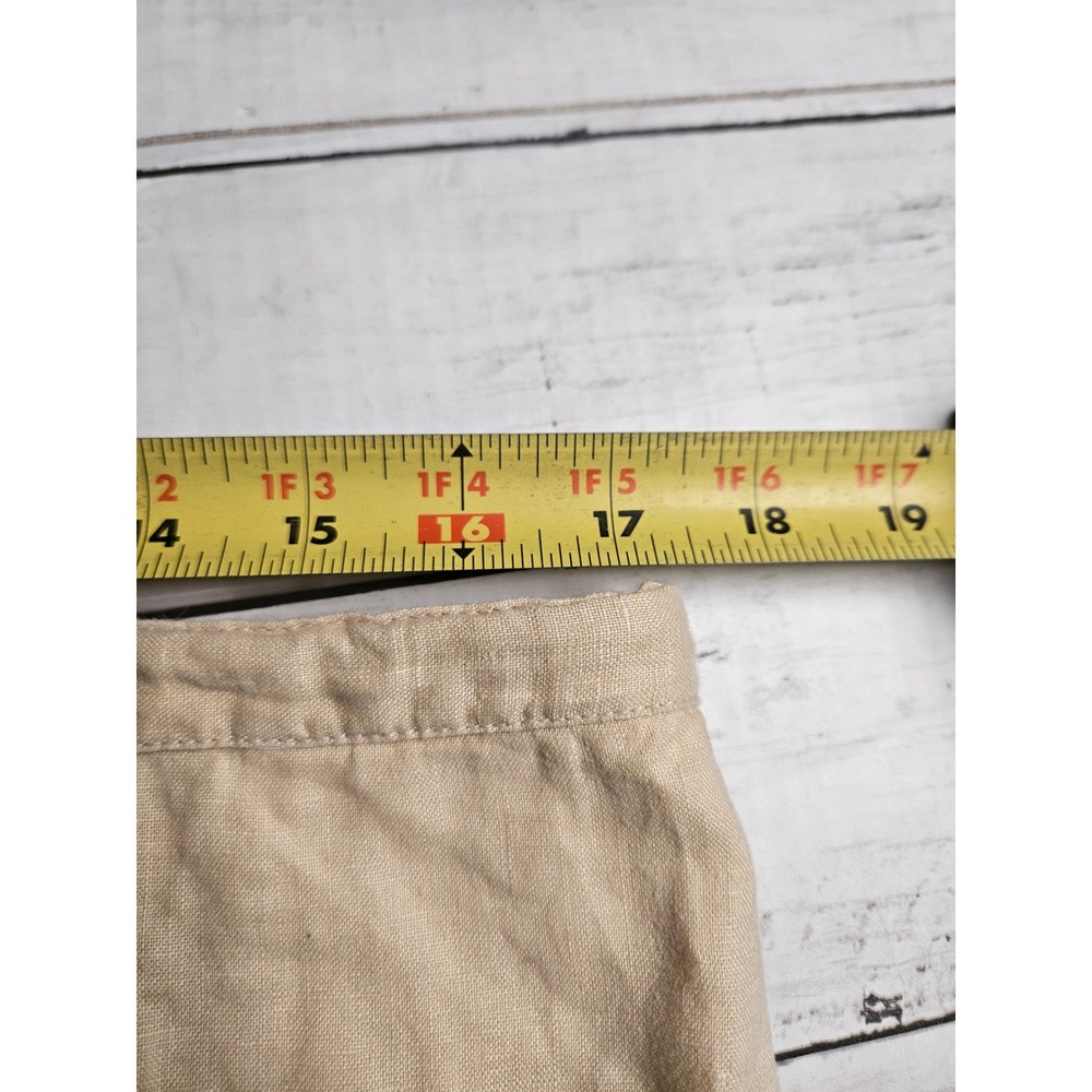 Laura Ashley Tan Beige 100% Linen Midi Skirt Size 10 Drawstring Pockets - Picture 7 of 7